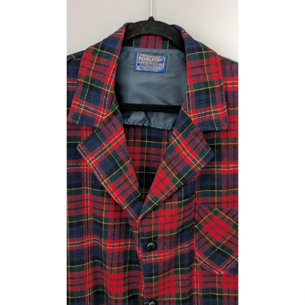 Vintage Pendleton Topster Wool Shirt Jacket Royal Stewart Tartan Plaid USA XL